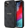 Guess 4G Collection bőr fém logó MagSafe tok iPhone 12 Pro / iPhone 12 telefonhoz - fekete