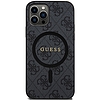 Guess 4G Collection bőr fém logó MagSafe tok iPhone 12 Pro / iPhone 12 telefonhoz - fekete