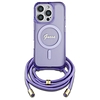 Guess Crossbody Cord Script MagSafe tok iPhone 16 Pro készülékhez - lila