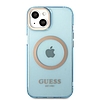 Guess Gold Outline áttetsző MagSafe tok iPhone 13-hoz - kék