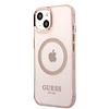 Guess Gold Outline áttetsző MagSafe tok iPhone 13-hoz - rózsaszín