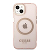 Guess Gold Outline áttetsző MagSafe tok iPhone 13-hoz - rózsaszín