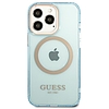 Guess Gold Outline áttetsző MagSafe tok iPhone 13 Pro / iPhone 13 telefonokhoz - kék