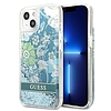 Guess GUHCP13MLFLSN iPhone 13 6.1" zöld/zöld kemény tok, Flower Liquid Glitter