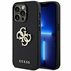 Guess GUHCP15LPSP4LGK iPhone 15 Pro 6.1" fekete/fekete keménytokos bőr perforált 4G csillogó logó