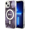 Guess GUHMP14SHMTMRSU iPhone 14 6,1"-os lila/lila keménytok Golden Marble MagSafe