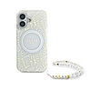 Guess IML Flowers Allover Electro Pearl Strap MagSafe tokkal iPhone 16-hoz - fehér