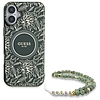 Guess IML Flowers Allover Electro Pearl Strap MagSafe tokkal iPhone 16 Plushoz - zöld