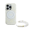 Guess IML Flowers Allover Electro Pearl Strap MagSafe tokkal iPhone 16 Pro Max telefonhoz - fehér