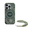 Guess IML Flowers Allover Electro Pearl Strap MagSafe tokkal iPhone 16 Pro telefonhoz - zöld