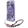 Guess IML Flowers Pearl Strap MagSafe tok iPhone 16-hoz - lila