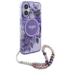 Guess IML Flowers Pearl Strap MagSafe tok iPhone 16-hoz - lila