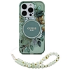 Guess IML Flowers Pearl Strap MagSafe tok iPhone 16 Pro-hoz - zöld