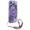 Guess IML Flowers Pearl Strap MagSafe tok iPhone 16 Pro telefonhoz - lila