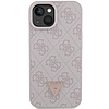 Guess Leather 4G Triangle Strass tok iPhone 15-höz - rózsaszín