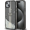 Guess Liquid Glitter Gold Stripes tok iPhone 15 Plus / 14 Plus telefonhoz - fekete