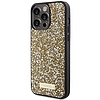 Guess Rhinestone Metal Logo tok iPhone 15 Pro-hoz - sárga