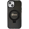 Guess Ring Stand Script Glitter MagSafe tok iPhone 15-höz - fekete