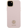 Guess Silicone Logo Strass 4G tok iPhone 15-höz - világos rózsaszín