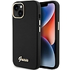 Guess Silicone Script fém logó és keret tok iPhone 15-höz - fekete