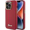 Guess Silicone Script fém logó és keret tok iPhone 15 Pro-hoz - piros