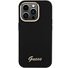 Guess Silicone Script Metal Logo & Frame tok iPhone 15 Pro telefonhoz - fekete