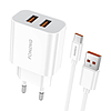 Gyorstöltő Foneng 2x USB EU45 + USB Type C kábel (EU45 Type-C)