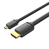 HDMI-D dugó - HDMI-A dugó, 4K HD kábel, 3 m Vention AGIBI fekete