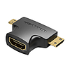 HDMI - Mini/Mikro HDMI-adapter 2 az 1-ben Vention AGFB0, fekete (AGFB0)