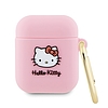 Hello Kitty szilikon 3D Kitty Head tok AirPods 1/2-hez - rózsaszín