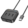 Hoco - Adapter Easy Link (HB35) - 4 az 1-ben Gigabit Ethernet, USB - 3x USB3.0 + RJ45, 1,2 m - Fekete