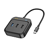 Hoco - Adapter Easy Link (HB36) - 5 az 1-ben többportos, C-típusú HDTV-hez, USB3.0, 2x USB2.0, PD100W - Fekete