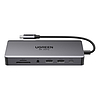 HUB Ugreen CM681 15978 13 az 1-ben USB-C - 2x USB-A 3.2 / 2x USB-A 3.0 / USB-C 3.2 / 2x HDMI / DisplayPort / RJ45 / SD és TF / AUX / USB-C PD