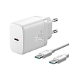 Joyroom JR-TCF11 gyorstöltő akár 25 W teljesítménnyel + USB-C / USB-C kábel 1 m - fehér