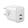 Joyroom JR-TCF12 hálózati töltő 2x USB-C 20W PD / QC 3.0 - fehér