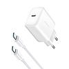 Joyroom JR-TCF24 USB-C PD 30W QC SFC hálózati töltő - fehér + 1 m USB-C kábel