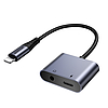 Joyroom SY-L01 Lightning to Lightning / 3,5 mm-es mini jack DAC adapter 2 az 1-ben - fekete