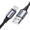 Kábel Lightning az USB-A UGREEN 2.4A US199-hez, 1,5 m, fekete (60157)