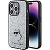 Karl Lagerfeld Fixed Glitter Choupette Logo fém tűs tok iPhone 15 Pro Max telefonhoz - Ezüst