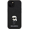 Karl Lagerfeld Fixed Glitter Ikonik Logo fém tűs tok iPhone 15-höz - fekete