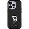 Karl Lagerfeld Fixed Glitter Ikonik Logo fém tűs tok iPhone 15 Pro Max telefonhoz - fekete