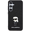 Karl Lagerfeld Fixed Glitter Ikonik Logo fém tűs tok Samsung Galaxy S24+ telefonhoz - fekete