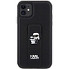 Karl Lagerfeld Gripstand Saffiano Karl&Choupette Pins tok iPhone 11 / Xr telefonhoz - fekete