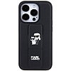 Karl Lagerfeld Gripstand Saffiano Karl&Choupette Pins tok iPhone 14 Pro telefonhoz - fekete