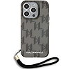 Karl Lagerfeld IML Mono KL Pattern & Cord tok iPhone 15 Pro készülékhez - fekete