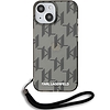 Karl Lagerfeld IML Mono KL Pattern & Cord tok iPhone 15/14/13 telefonhoz - fekete