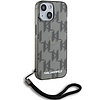 Karl Lagerfeld IML Mono KL Pattern & Cord tok iPhone 15/14/13 telefonhoz - fekete