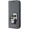 Karl Lagerfeld KLBKP14SSANKCPG iPhone 14 6.1" könyvespolc ezüst/ezüst Saffiano Karl & Choupette