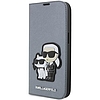 Karl Lagerfeld KLBKP14XSANKCPG iPhone 14 Pro Max 6.7" könyvespolc ezüst/ezüst Saffiano Karl & Choupette