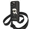 Karl Lagerfeld KLHCP14LSTKMK iPhone 14 Pro 6.1" fekete/fekete kemény tokos Monogram Ikonik Patch